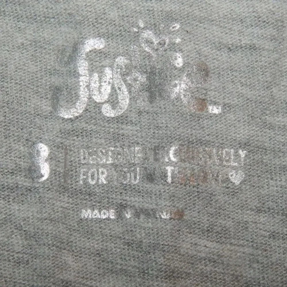 Justice Girls Size 8 Gray Hi‑Low Top Reversible Sequin Pocket 3/4 Sleeve